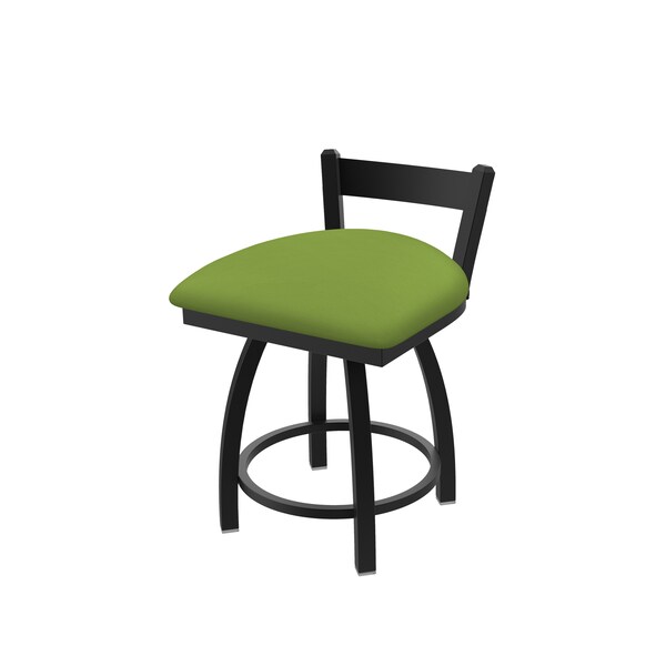18" Low Back Swivel Vanity Stool, Black Wrinkle, Canter Kiwi Green Seat